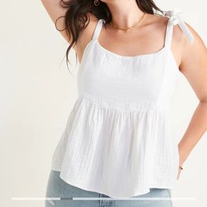 Tie shoulder Waist defined Swing blouse